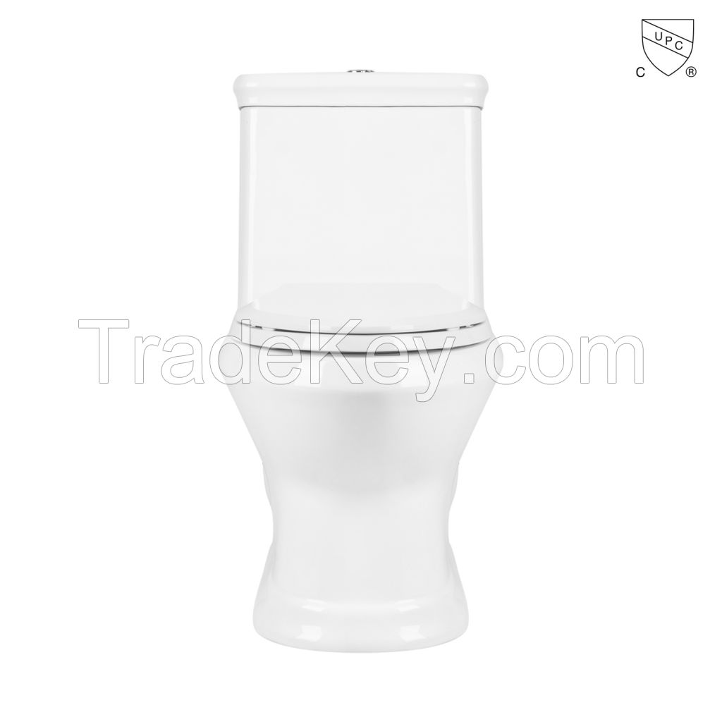 Bathroom skirted design vitreous china ceramic Dual-flush elongated one-piece cupc toilet