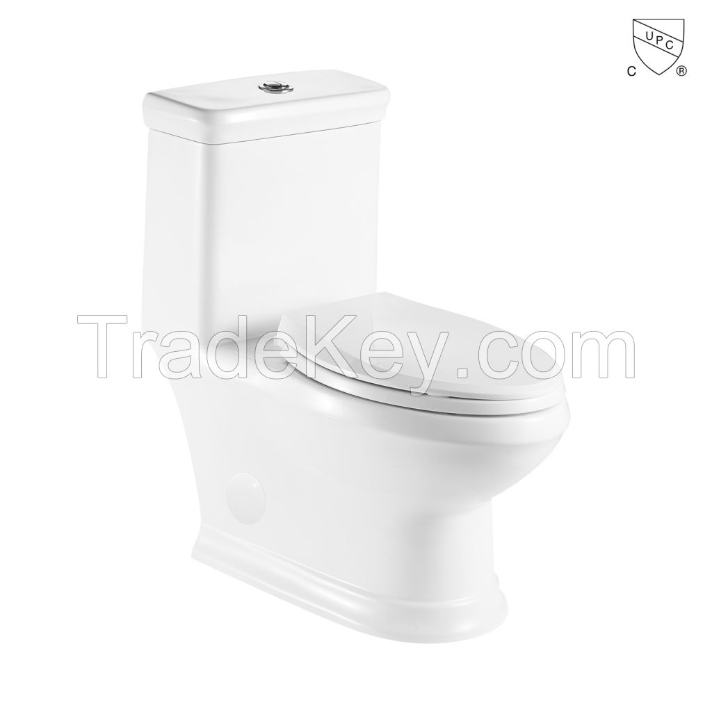 Bathroom skirted design vitreous china ceramic Dual-flush elongated one-piece cupc toilet