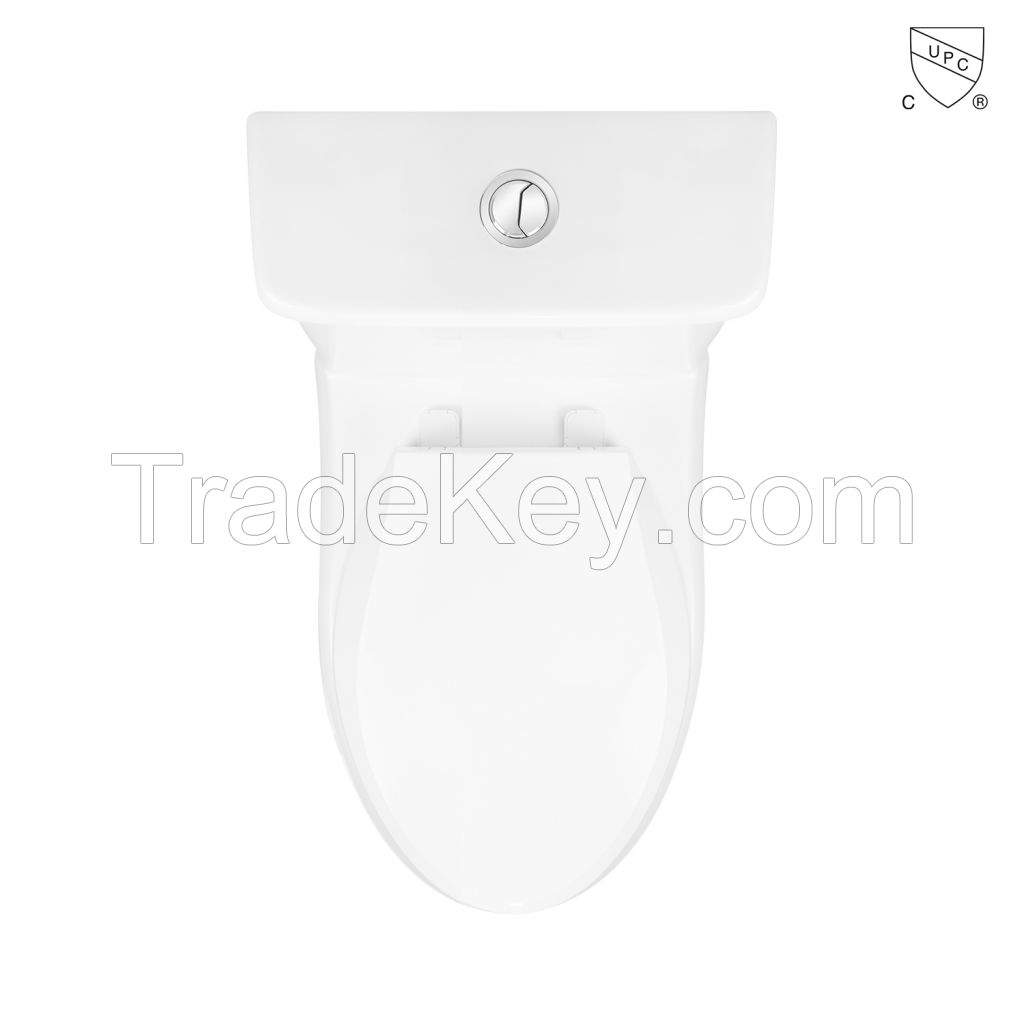 Bathroom skirted design vitreous china ceramic Dual-flush elongated one-piece cupc toilet