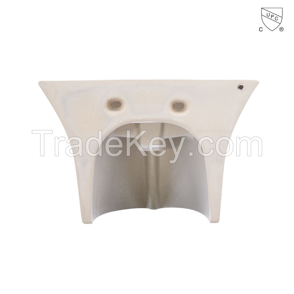 Wholesale bathroom handmade ceramic CUPC certified glassy white oval wall mount sink