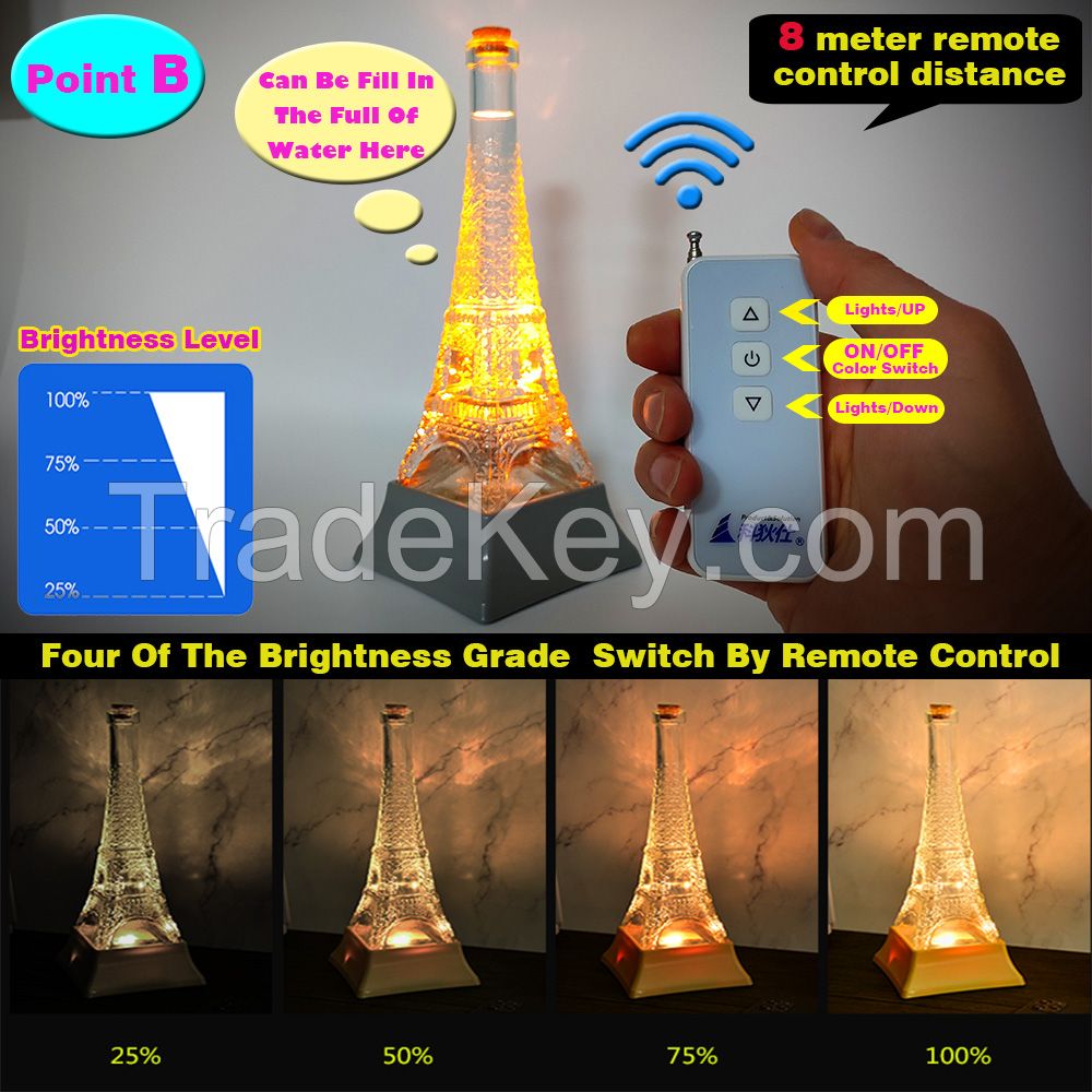 Remote control paris Eiffel tower night lamp night light Lighting Lamp Table Lamp soft light holiday lamp for bedroom reading room gifts USB charge light Portable lamps