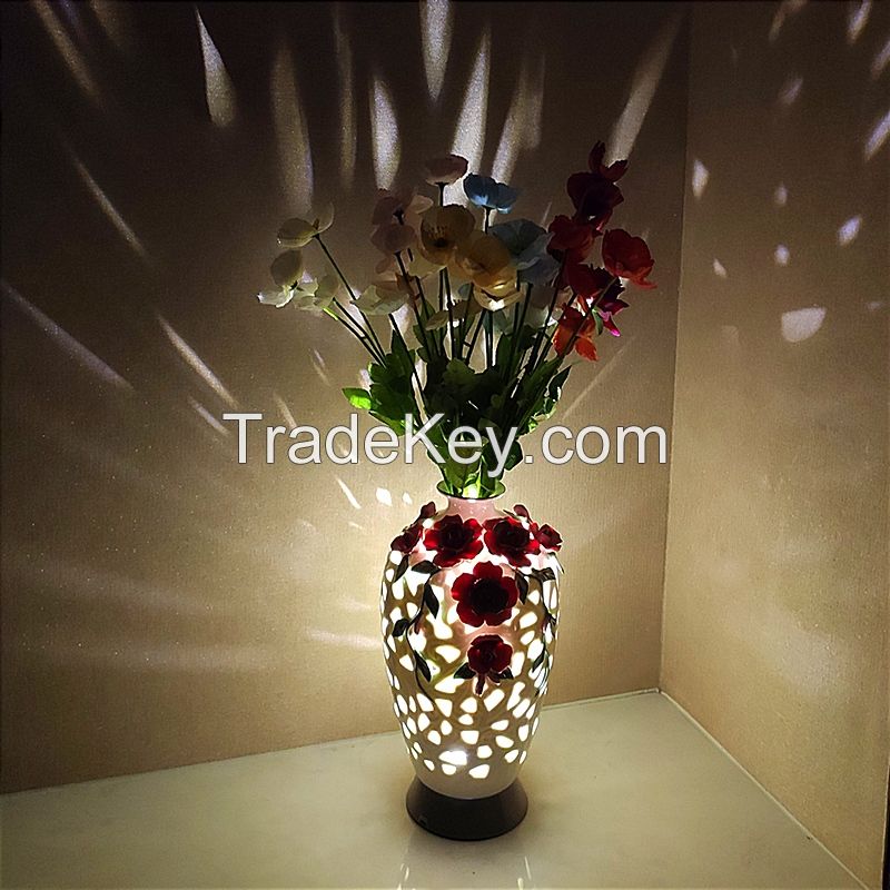 Hollow Vase Night Light Remote Control Night Lamp Vase Lamp Flowers Home Decor for Bedroom Reading Living Room Party Special Gifts  
