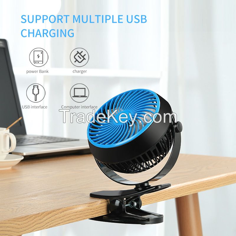 Mini Fan Portable With Clip 4 Blades USB Rechargeable Battery for Home Bedside Table Desk Office School Camping Car Travel 
