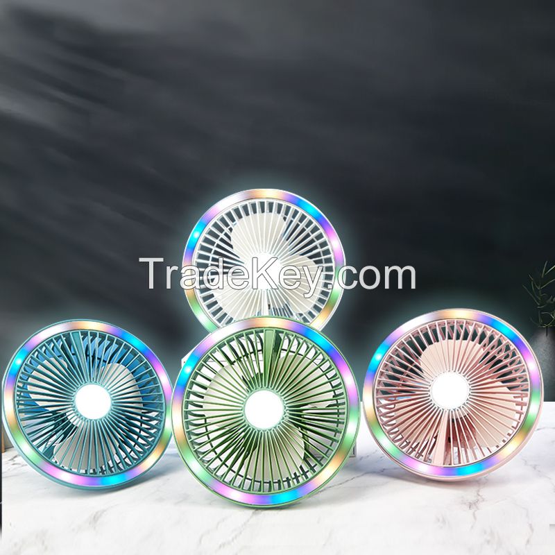 Mini Ceiling Portable USB Fan With Led Light Rechargeable Battery Camping Lamp for Home Office School Gifts Table Desk