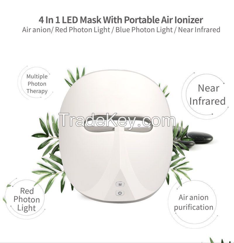 LED Facial Mask Photon Therapy Skin Instrument with Portable Fresh Air, Anti Agning Mask