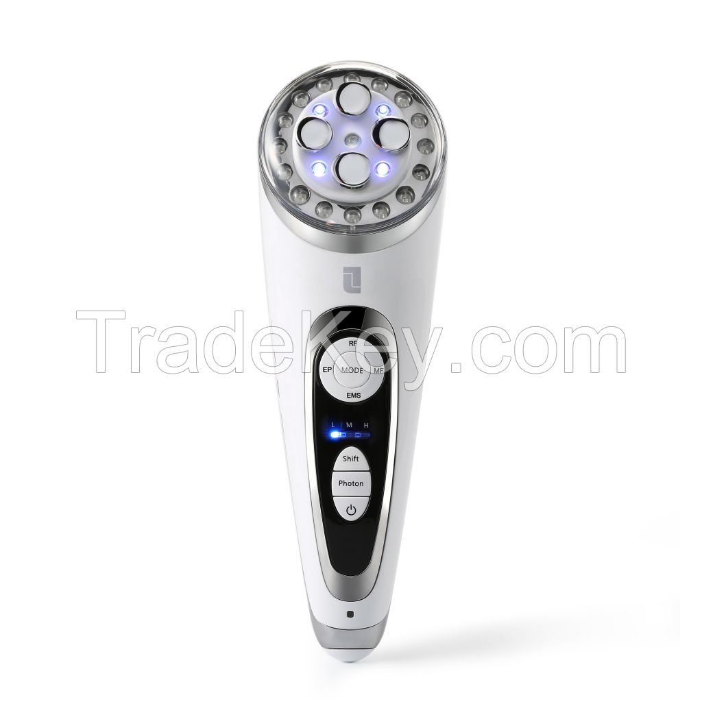 6-in-1 anti-aging beauty equipment, RF Beauty Instrument with color light and EMS function, wrinkle removing, firming, lifting and rejuvenating