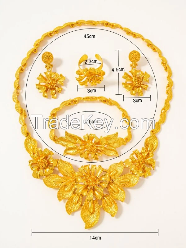 5pcs Flower Decor Jewelry Set