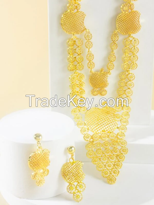 3pcs Hollow Out Round Decor Jewelry Set