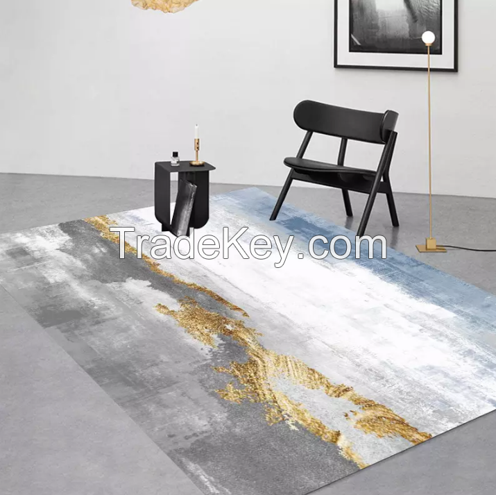 Luxury Grey And Golden Printed Living Room Home Turkey Decorative Rugs Carpet