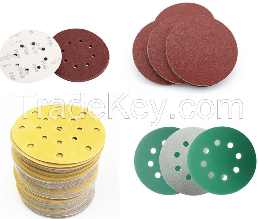 Factory 4" 4.5" 5" 6" 7" 9"Red Aluminum Oxide/Ao Round Polishing Hook &Loop Abrasive Paper Velcro Disc Sandpaper Disc Sanding Disc