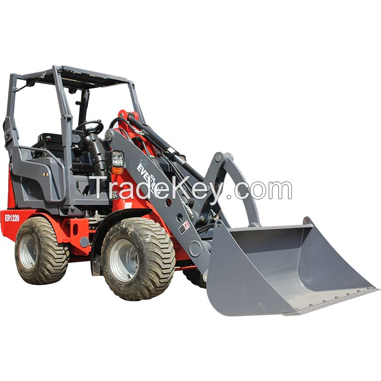 Everun new ER1220 1.2ton agricultural compact mulcher garden diesel bucket small mini front end wheel loader for sale