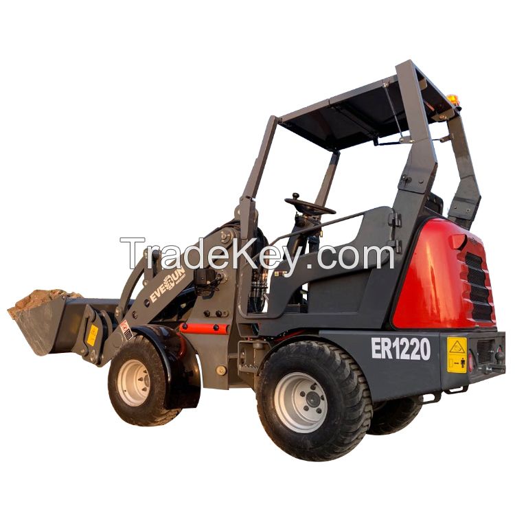 Everun new ER1220 1.2ton agricultural compact mulcher garden diesel bucket small mini front end wheel loader for sale