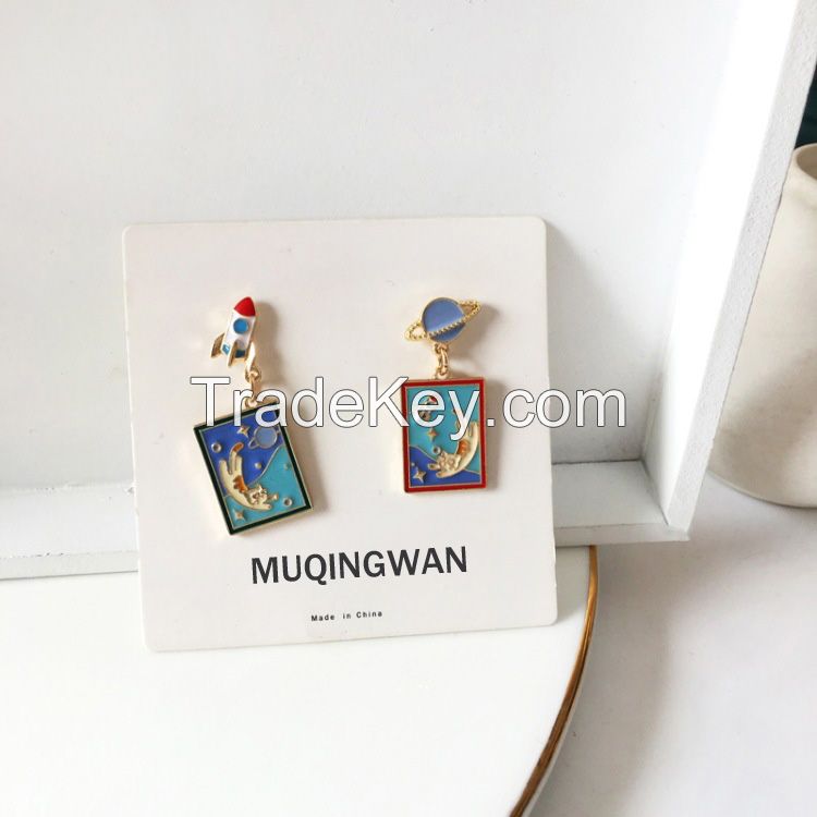 MUQINGWAN Bohemian Multi-Colored Sequin Hoop Gold Earrings