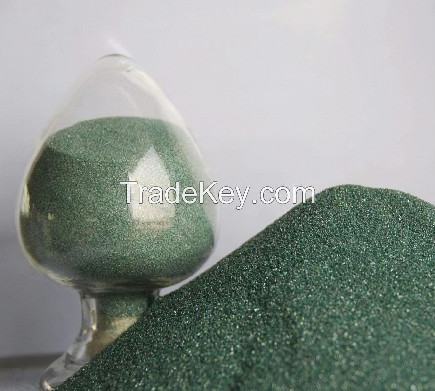 Green granular silicon carbide blocks and silicon carbide powder