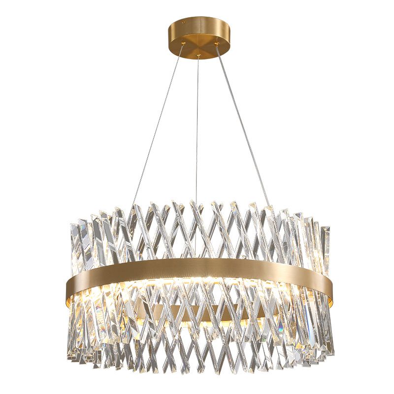 Brass copper crystal glass chandelier E14 Bulb Hotel lobby lighting living room lamp bedroom light
