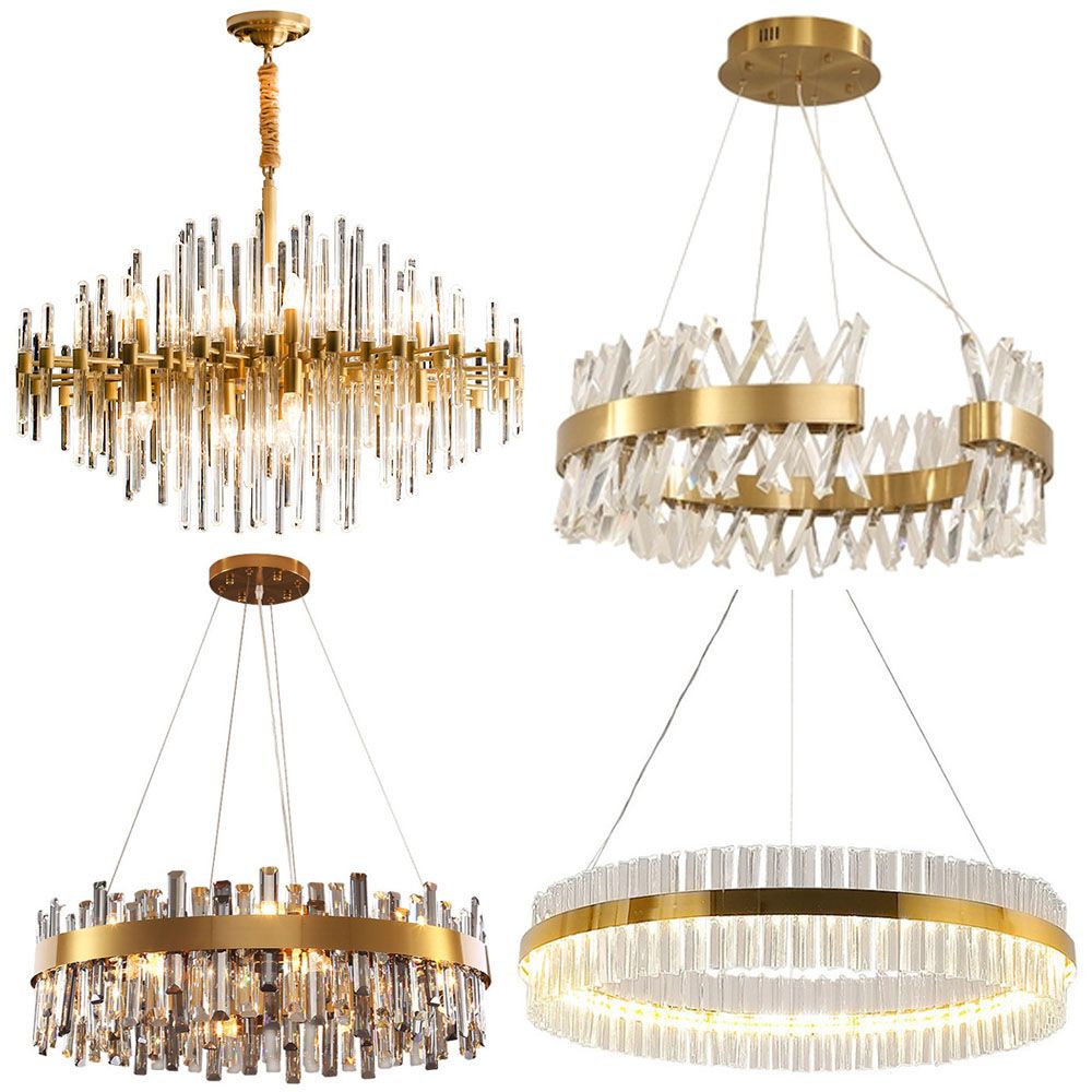 Brass copper crystal glass chandelier E14 Bulb Hotel lobby lighting living room lamp bedroom light