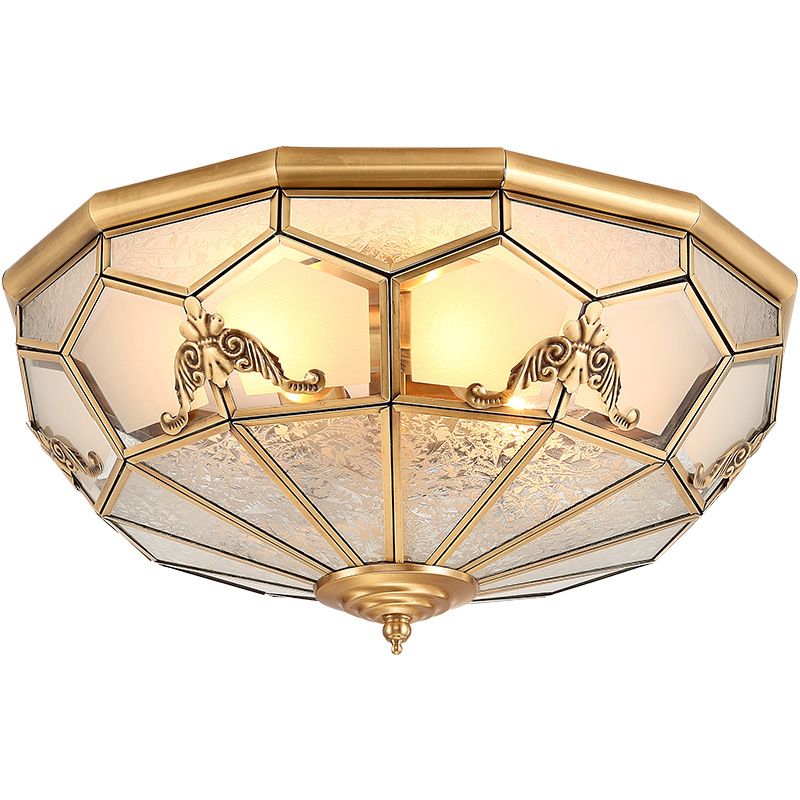 hot sale circular brass copper glass lampshade E14*4 bedroom ceiling light living room contemporary lamp