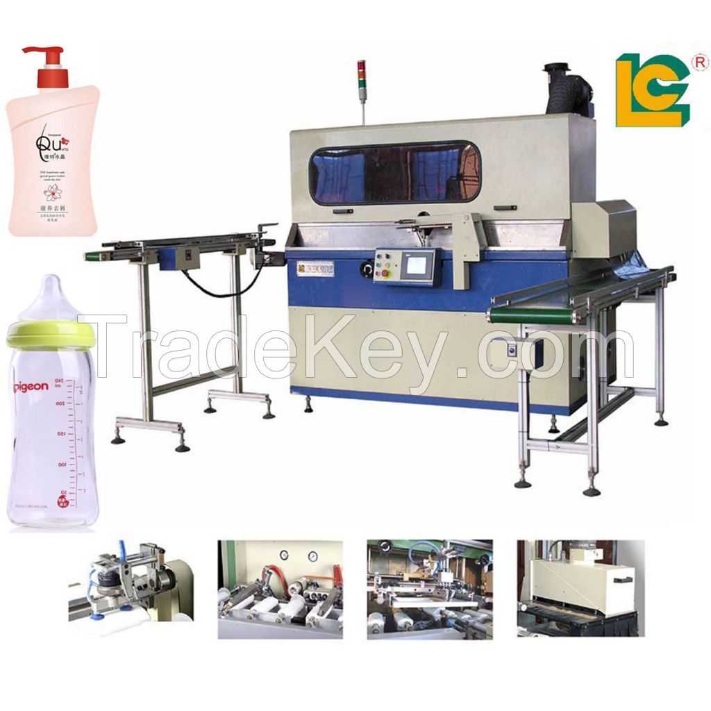 Fully Automatic UV Servo Printer different shape Silk Screen Printing Machine For Ferfume Bottle glass bottle plastic bottle