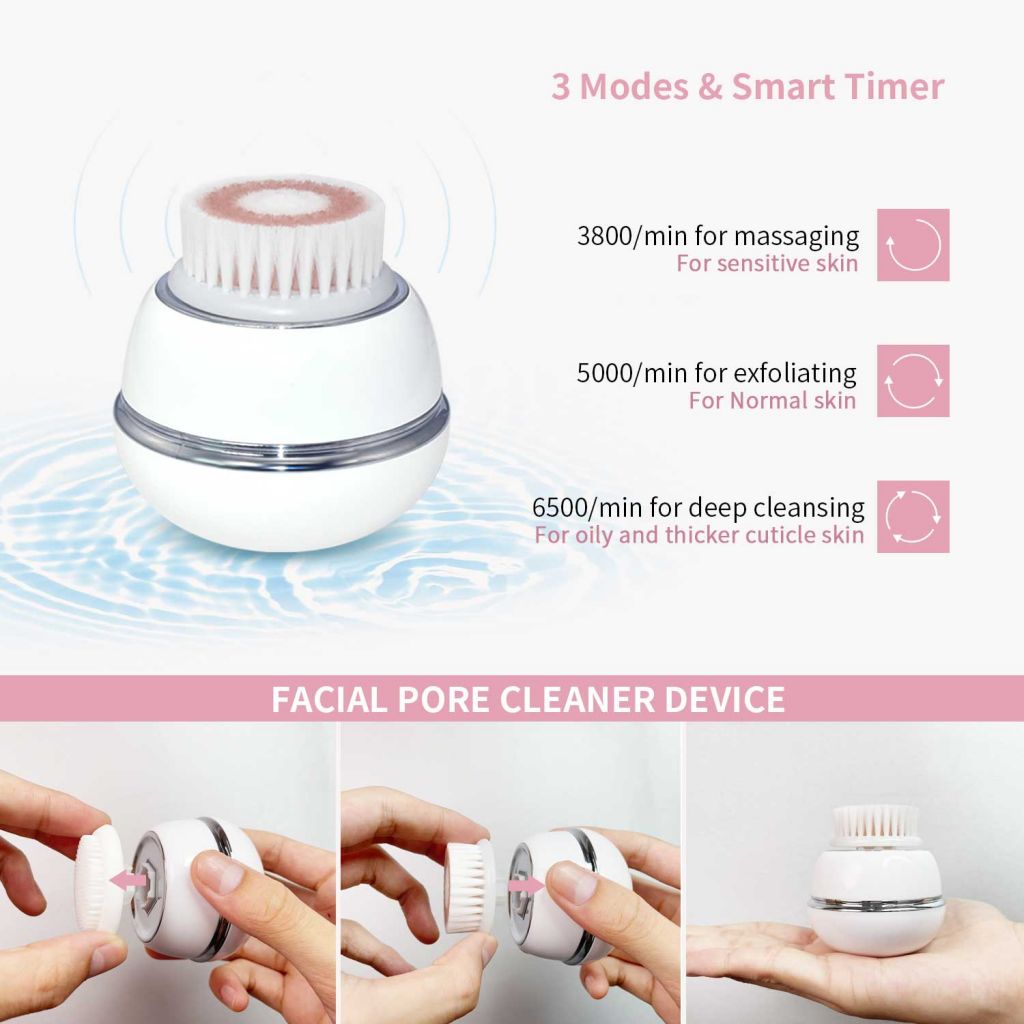 Electric Facial Cleanser Brush Wireless Charging Beauty Device