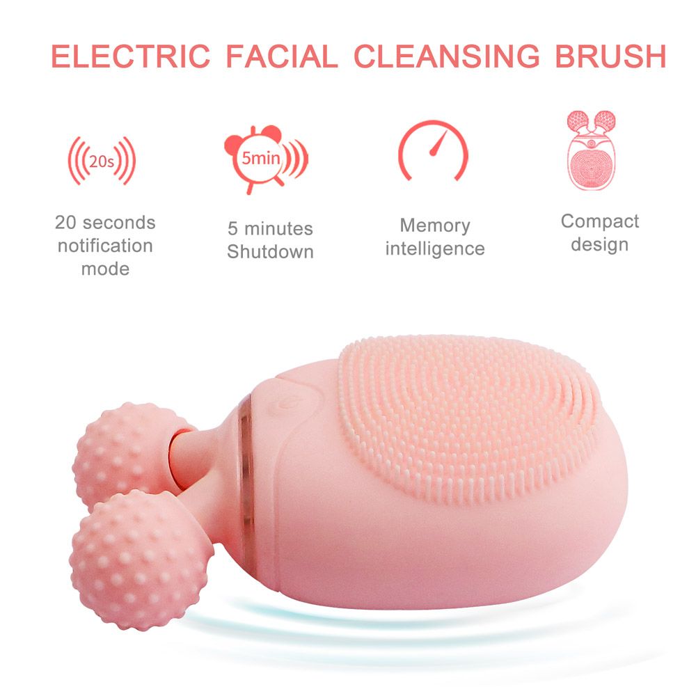 Electric Silicone Vibration Massage Facial Cleansing Brush