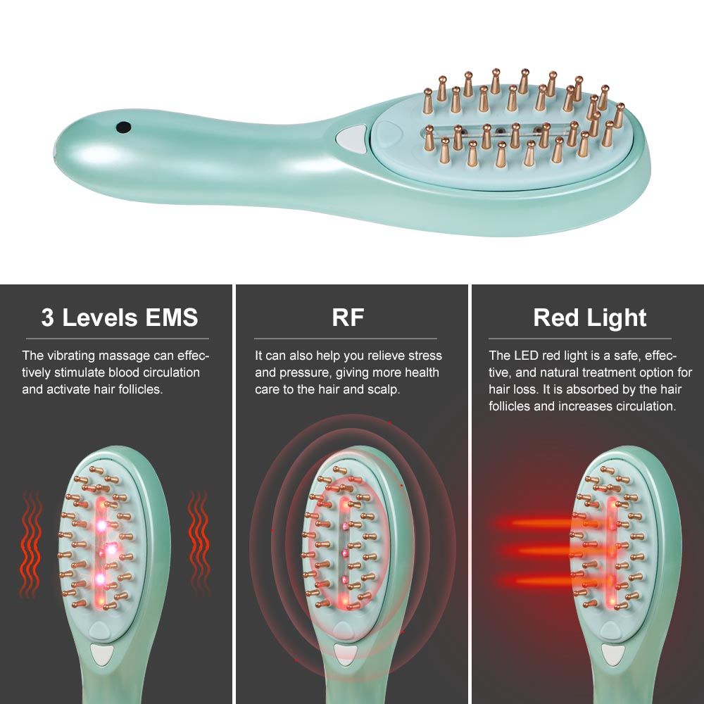 Automatic Infrared Pressure Head Massager Head Vibration EMS RF Scalp Massager Brush for Anti Hair Loss