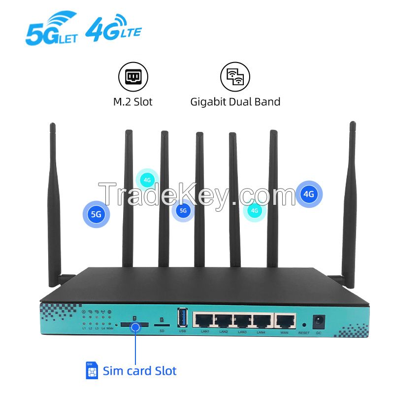 Industrial 256MB RAM 5G CPE Router with M.2 Slot CAT12 CAT16 4G 5G Wifi Router With SIM Card