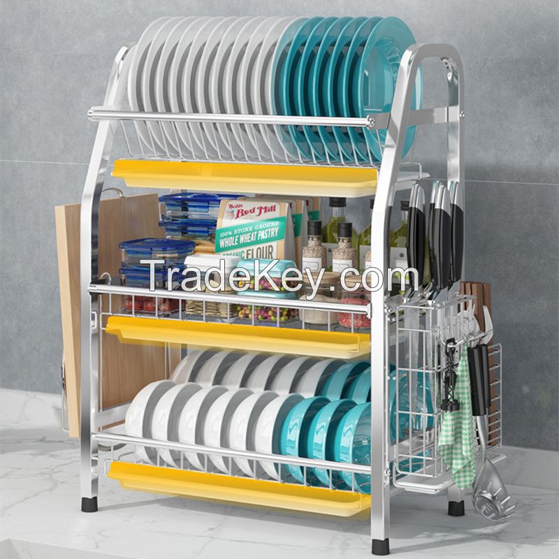 Hot Product Stainless Steel 2 Tiers Storage Holder Kitchen Organizer Multifunction Rack