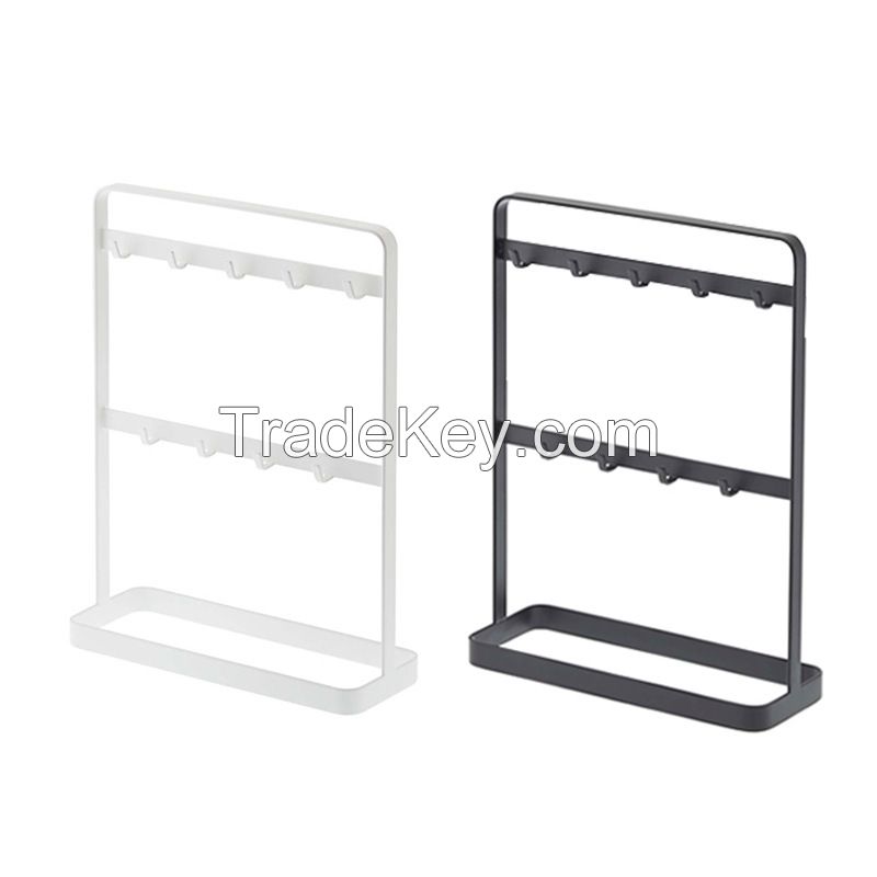 white and black 2 tiers Metal Mobile Phone key holder Sundries Desk Organizer Metal Storage Rack For Office Home