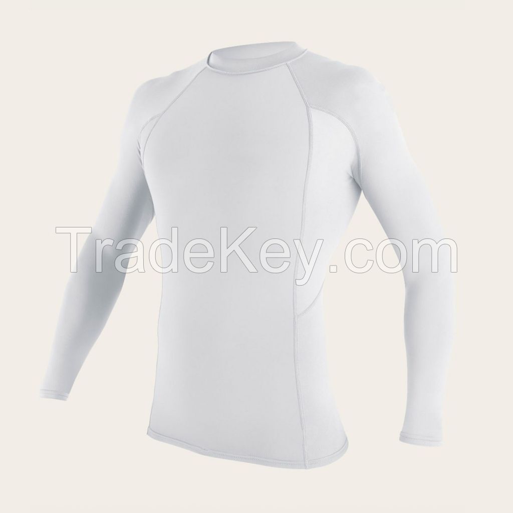 UPF 50 Sublimation Solid Color Printed Custom Logo Men Rash Guard Top Long Sleeve Swim Shirt MMA Surfing Rash Guard