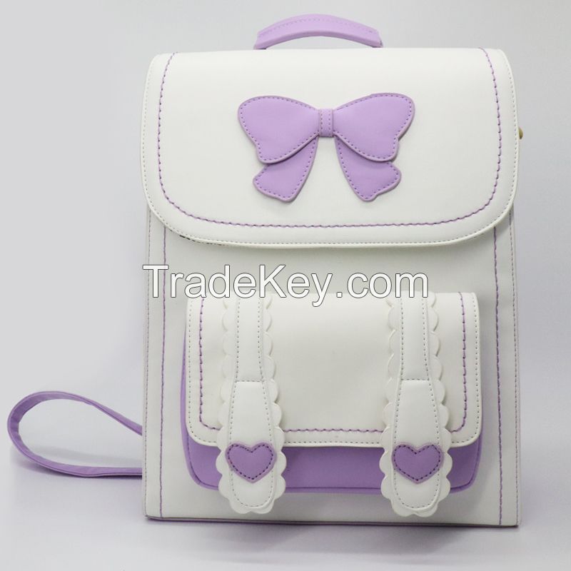pu leather backpack lolita kawaii custom college students new design bag