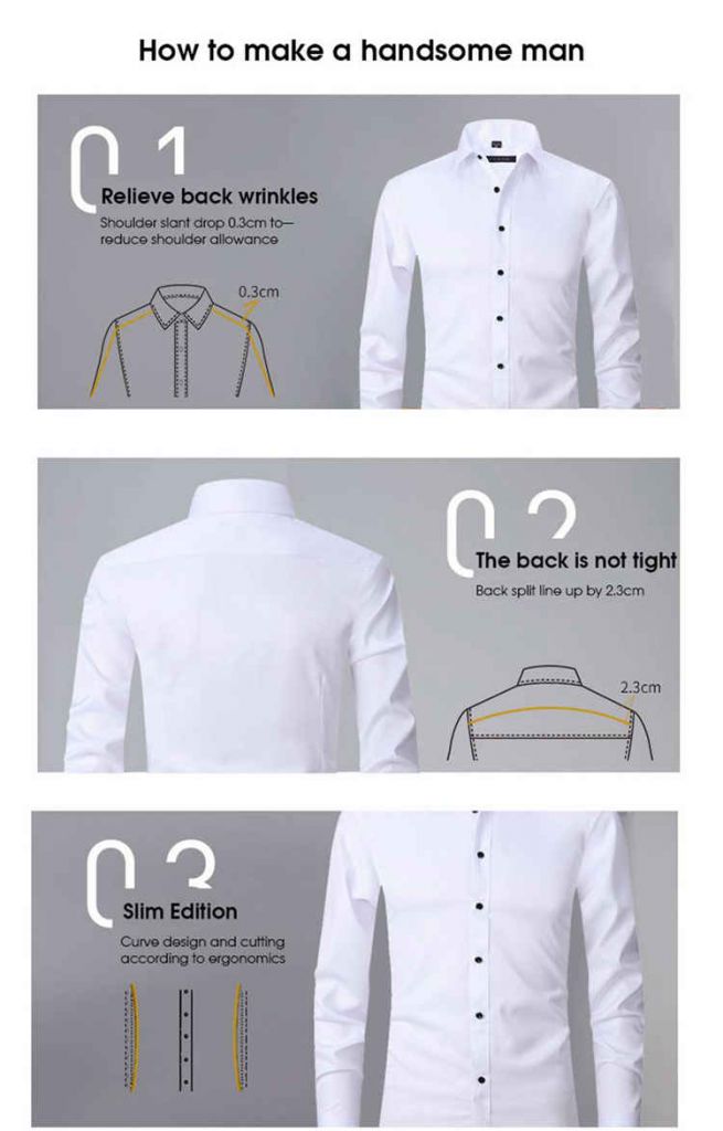 Men's elastic slim solid color long-sleeved shirt for suit