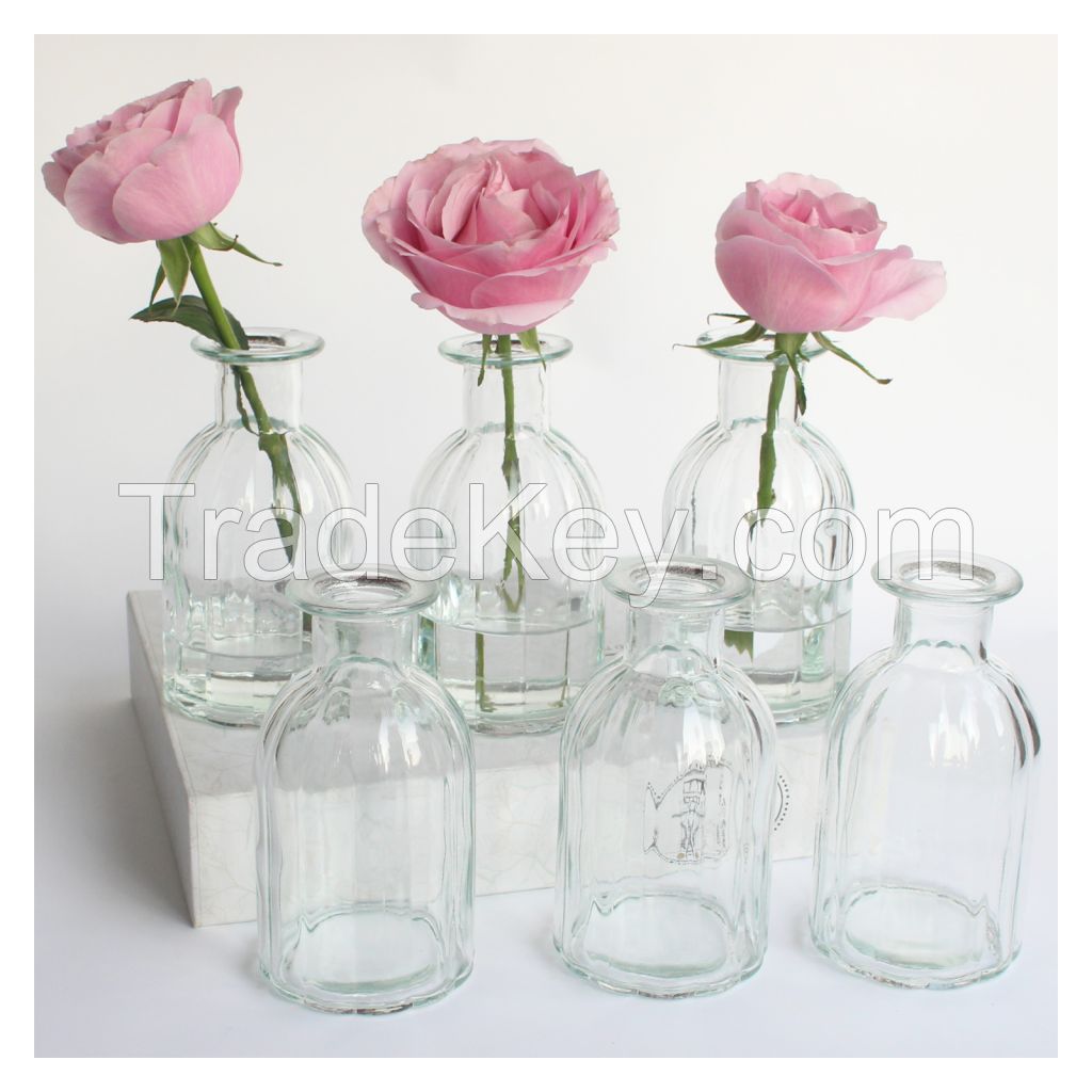 1 Pack Glass Bud Vase Small Vases for Flowers, Clear Vase Set for Centerpieces Home Decorative Round Vintage Glass Bottles, Mini Bud Vases in Bulk 2.85&quot;X 5.4&quot;