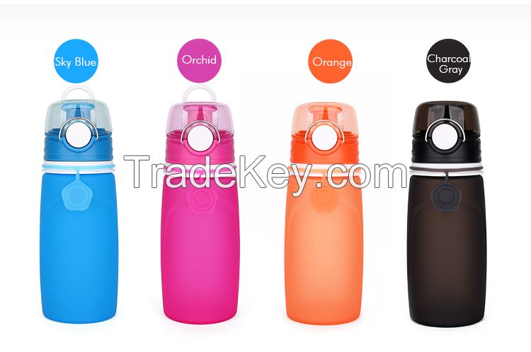 BPA Free Sport Bottle Collapsible Drink Bottle Silicone Water Bottles With Custom Logo
