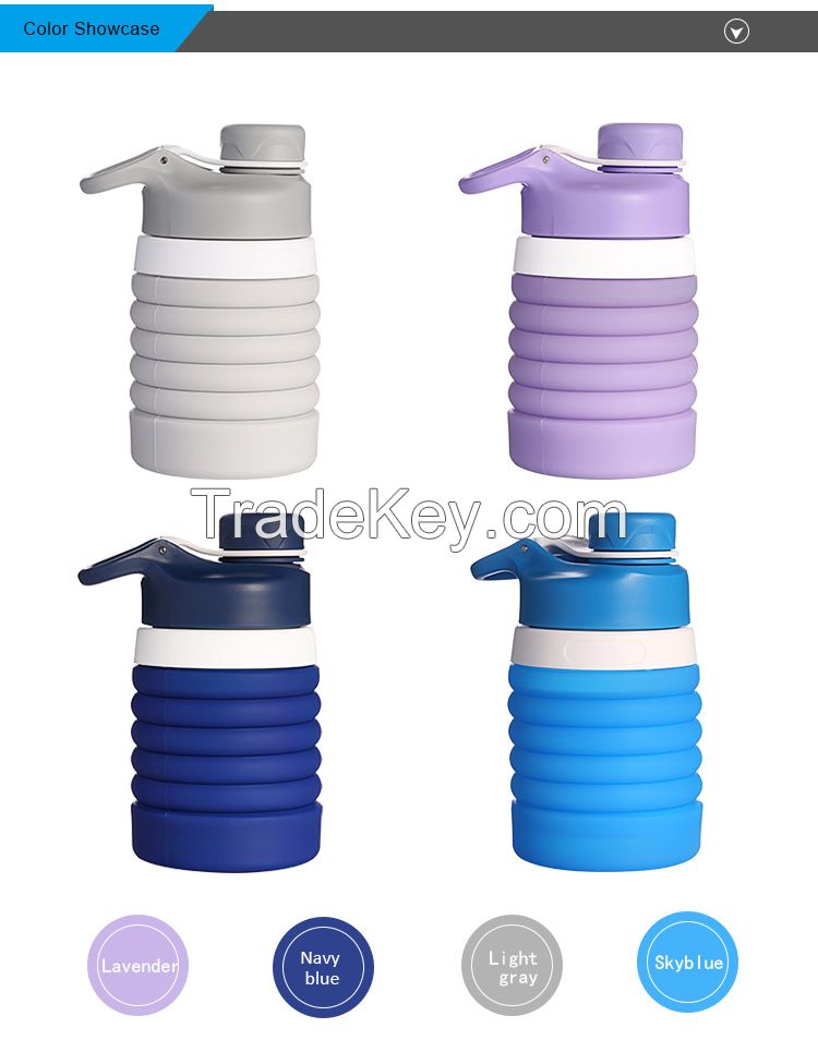 Reusable Silicone Water Bottle BPA Free Collapsible Foldable Sports Drinking Bottle for Outdoor