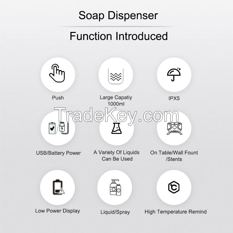 1000ml Wall Mounted  Hand Sanitizer Alcohol Liquid Spray Soap Dispenser For Commercial