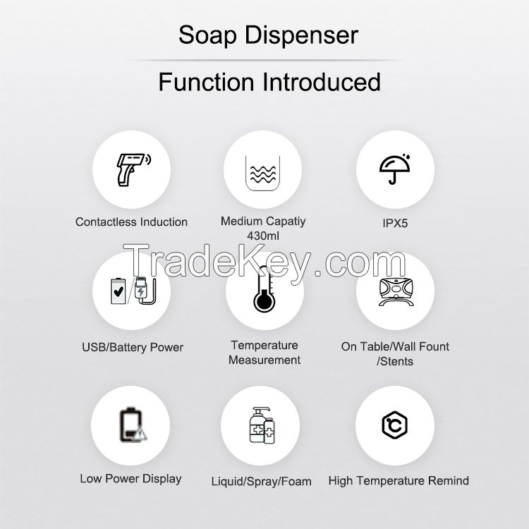 Commercial Wall Mounted 430ml Automatic Hand Sanitizer Alcohol Liquid Foam Spray Soap Dispenser