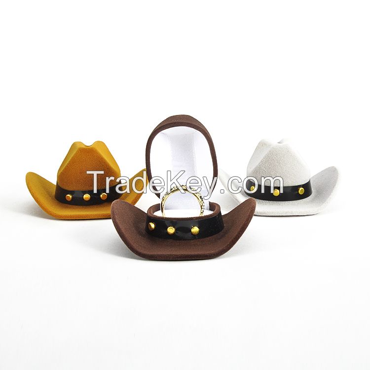 Hat Shape Flocking Jewelry Packgaing Boxes