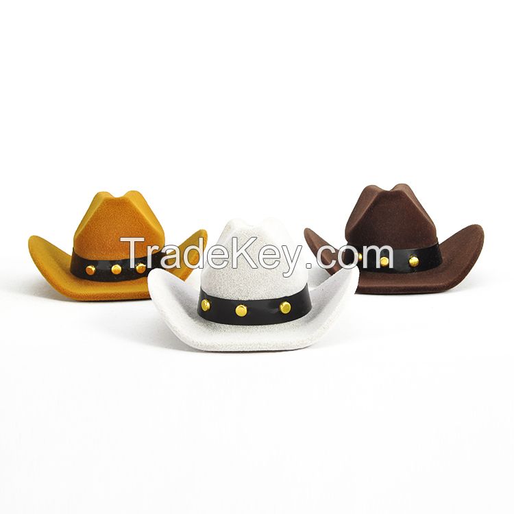 Hat Shape Flocking Jewelry Packgaing Boxes