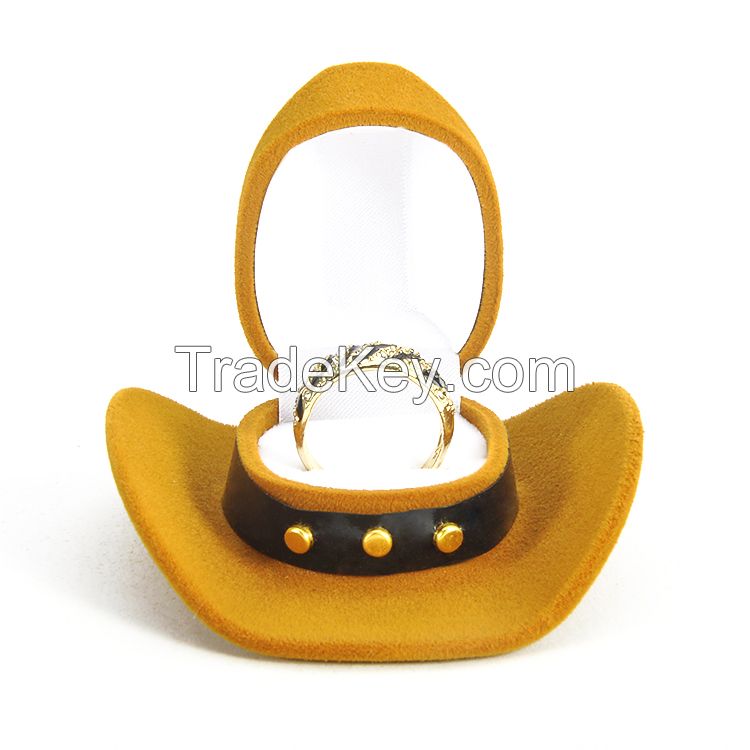 Hat Shape Flocking Jewelry Packgaing Boxes