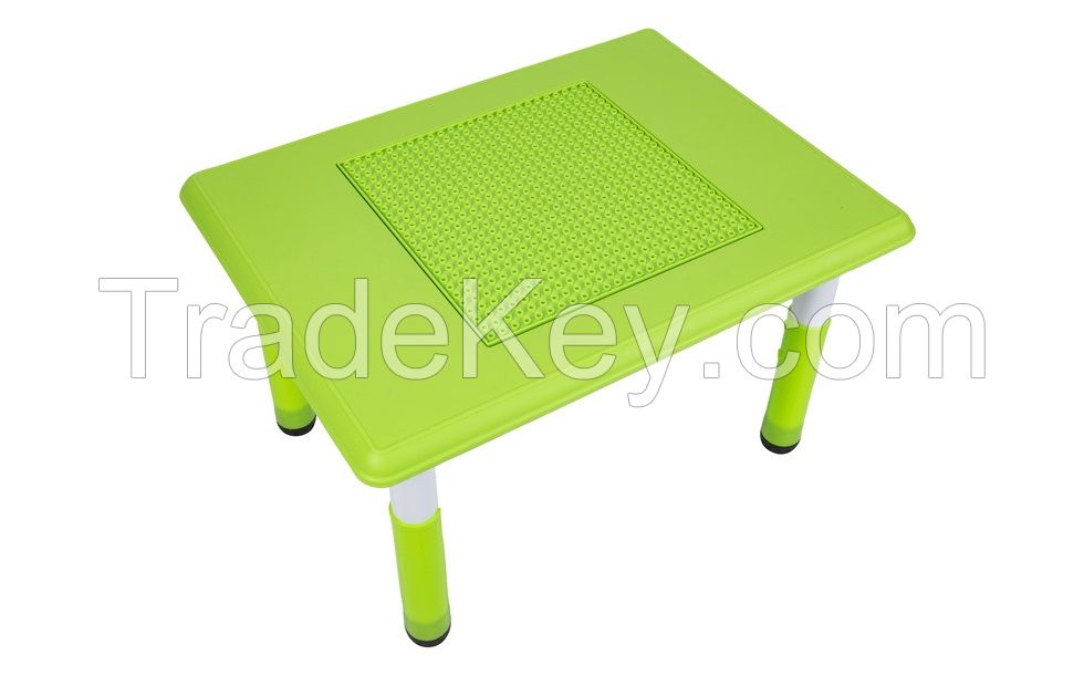 building block children table kids furniture with adjustable height for playing and writing