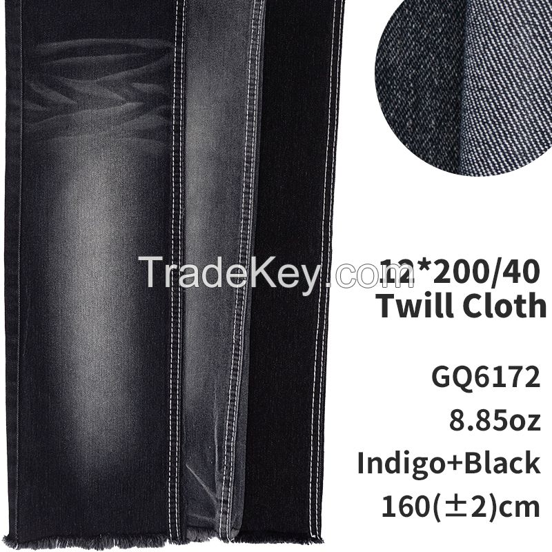 GQ6172 T/C Cotton-polyester BLACK DENIM Twill Cloth Tensile
