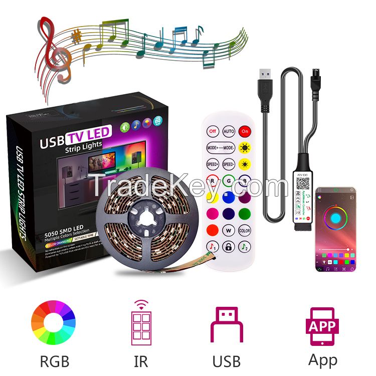 Led strip light screen RGB backlight music sync 5v 30leds 5m IP20 IP65 waterproof ambient light smart app control 24 keys remote