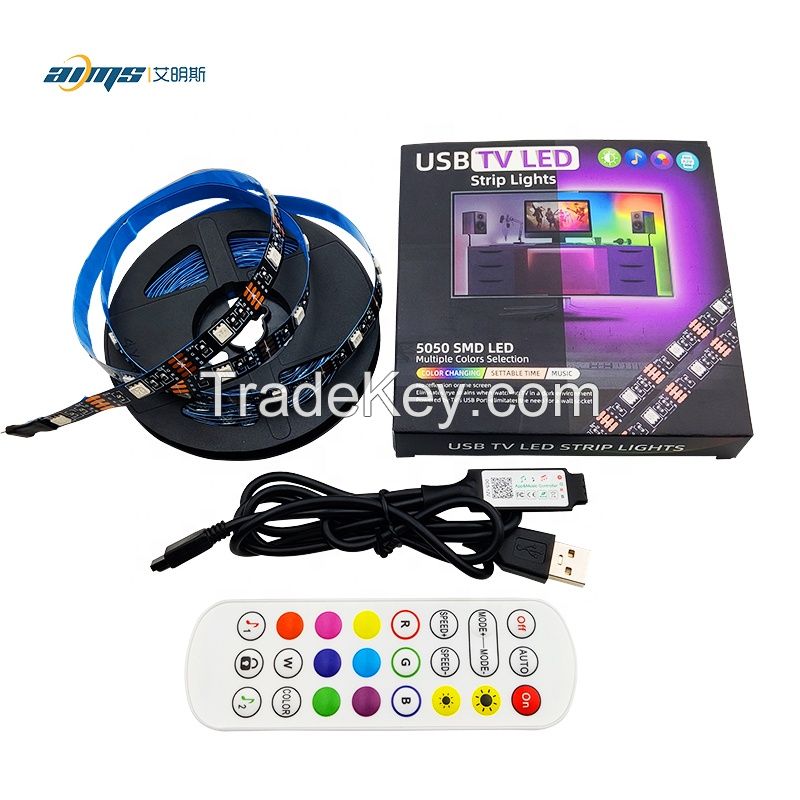 Led strip light screen RGB backlight music sync 5v 30leds 5m IP20 IP65 waterproof ambient light smart app control 24 keys remote