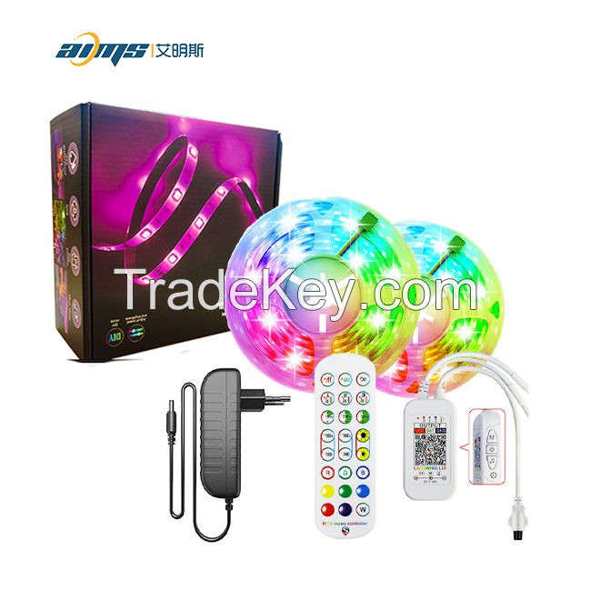 RGB lLED Strip Light Set WiFi Music Sync Smart APP&24 Keys Remote Control DC12V 5M 10M IP20 IP65 waterproof 30led 60led bedroom garden