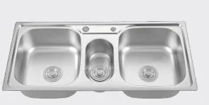 Kitchen Sink SUS304 Stainless Steel, Three Bowl