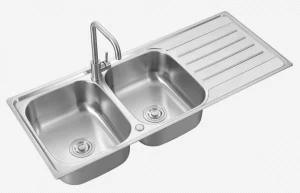 Kitchen Sink SUS304 Stainless Steel, Double Bowl Single Wing