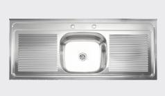Kitchen Sink SUS304 Stainless Steel, Single Bowl Double Wing