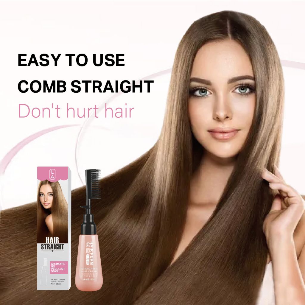 Self owned brand of straightening cream supports private customized ion perm to straighten hair and comb it straight