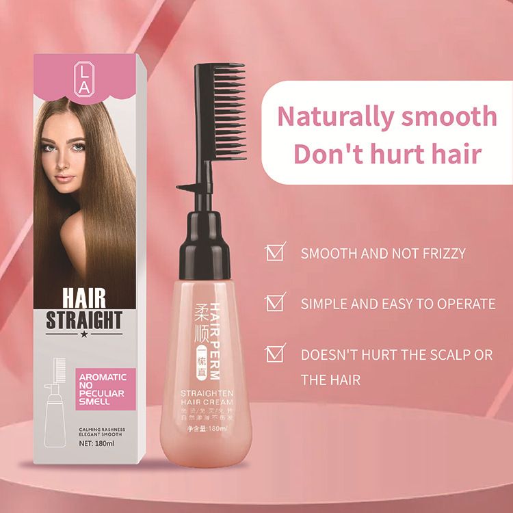 Self owned brand of straightening cream supports private customized ion perm to straighten hair and comb it straight