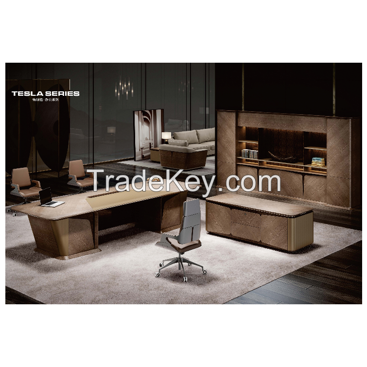 Unique design high quality boss director chairman luxury MDF wooden office ceo desk